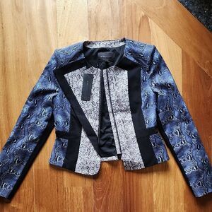 BCBGMaxAzria Blue and Black Snake Print Blazer- Women's Size Medium (NWT)